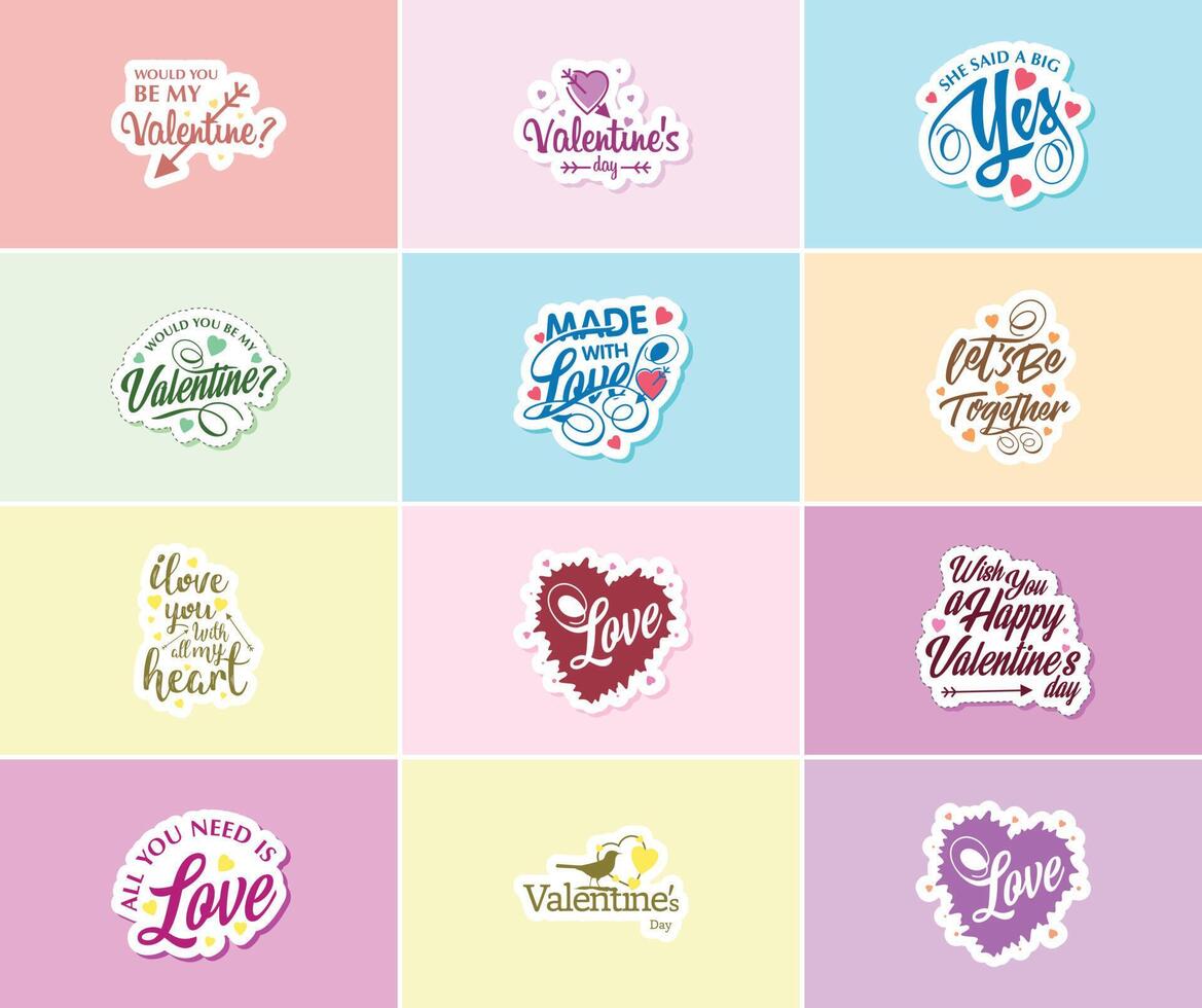 Love is in the Air Valentine s Day Typography and Graphic Stickers vector