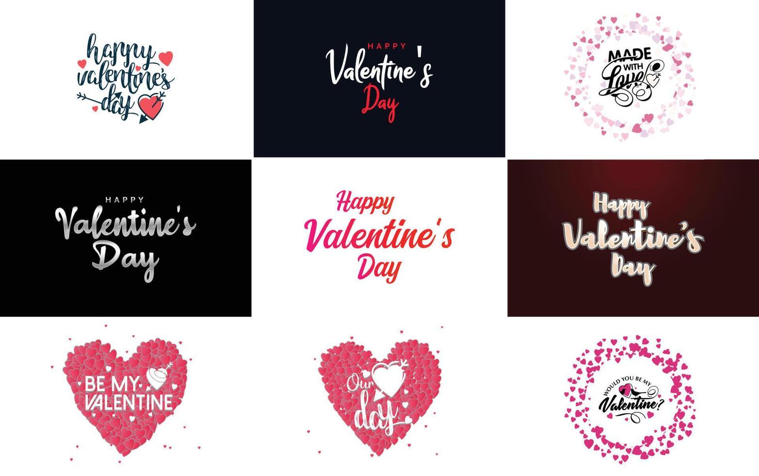 Happy Valentine s Day banner template with a romantic theme and a pink and red color scheme vector
