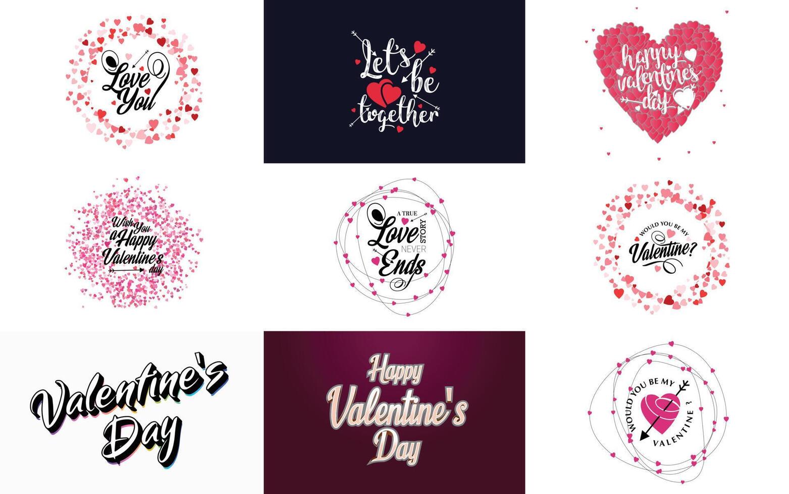 Happy Valentine s Day greeting background in papercut realistic style paper clouds flying realistic heart on string pink banner party invitation template calligraphy words text sign on copy space vector