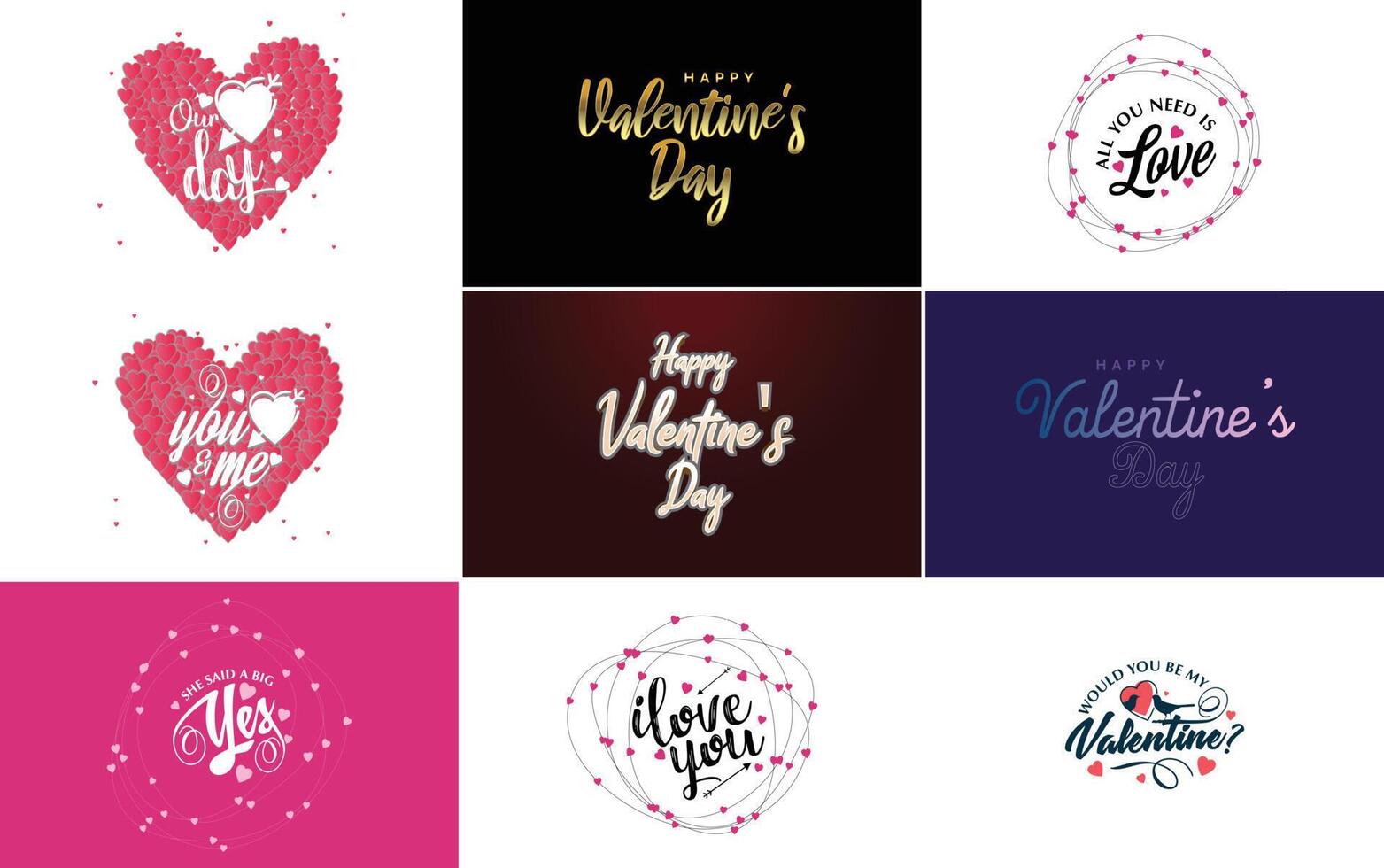 Happy Valentine s Day greeting card template with a floral theme and a pink color scheme vector