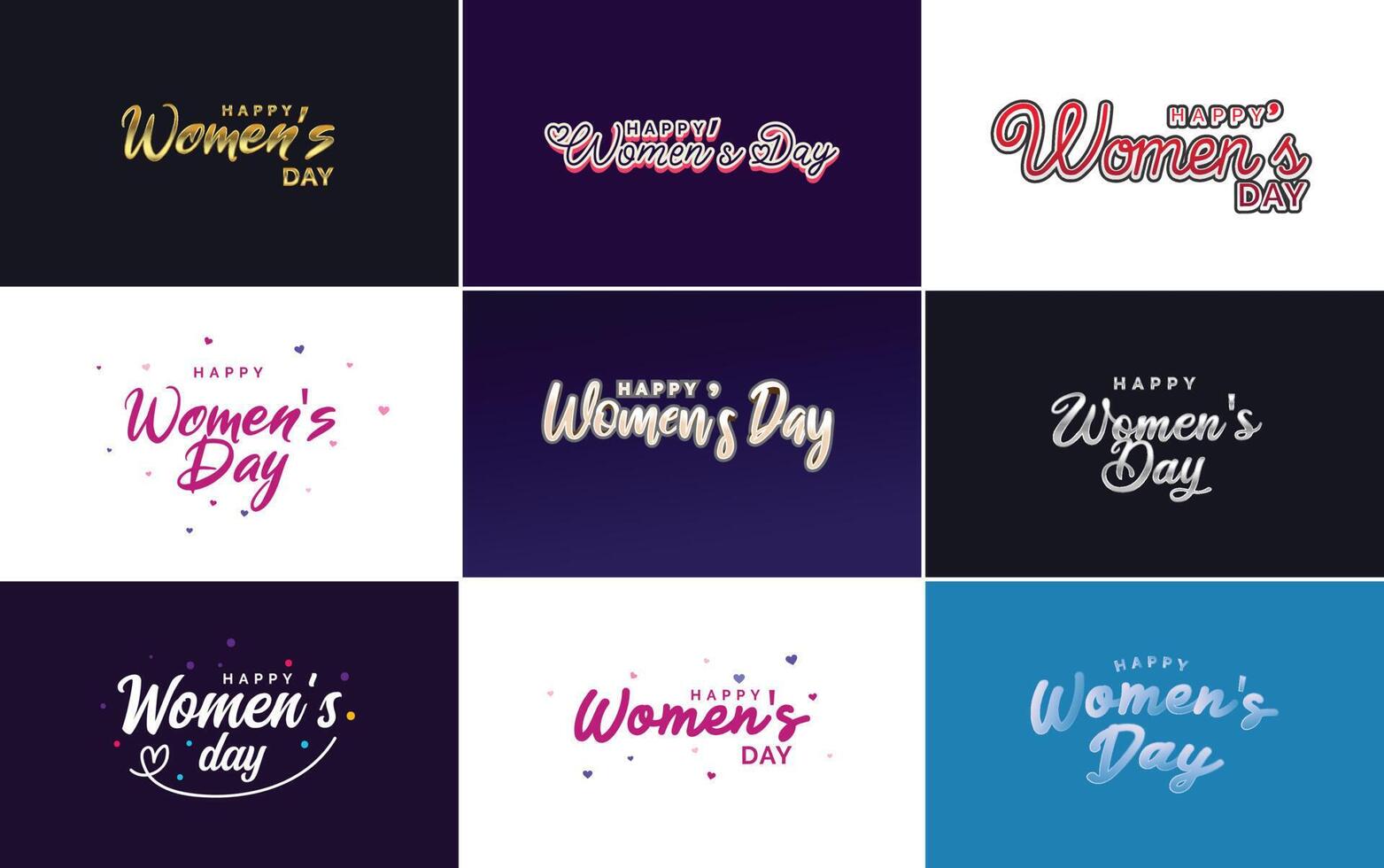 International Women s Day greeting card template with a floral design and hand lettering text illustration vector