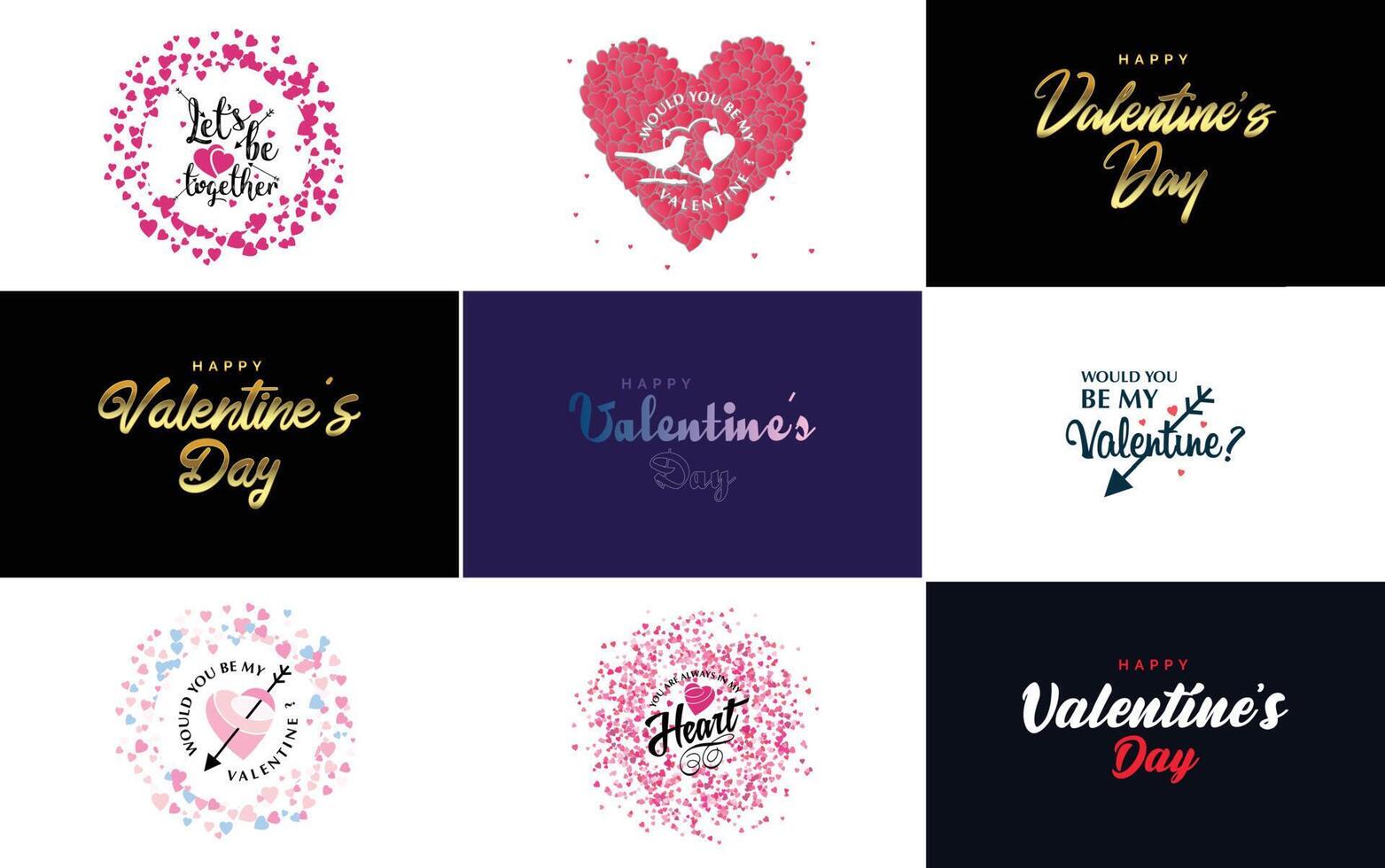 Happy Valentine s Day greeting card template with a floral theme and a red and pink color scheme vector