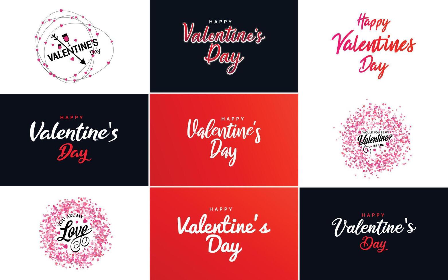 Happy Valentine s Day typography poster with handwritten calligraphy text isolated on white background illustration vector