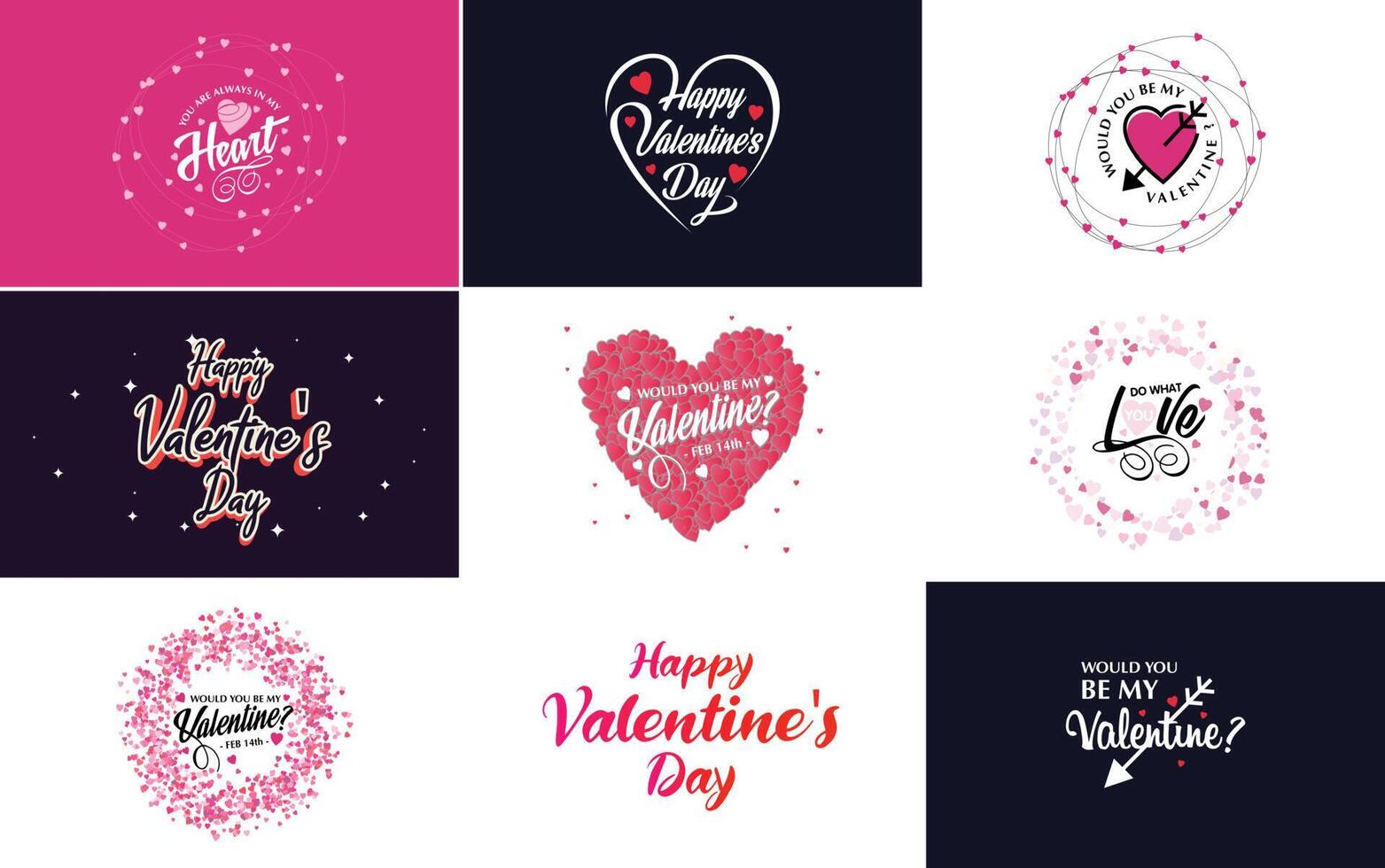 Happy Valentine s Day banner template with a romantic theme and a pink and red color scheme vector