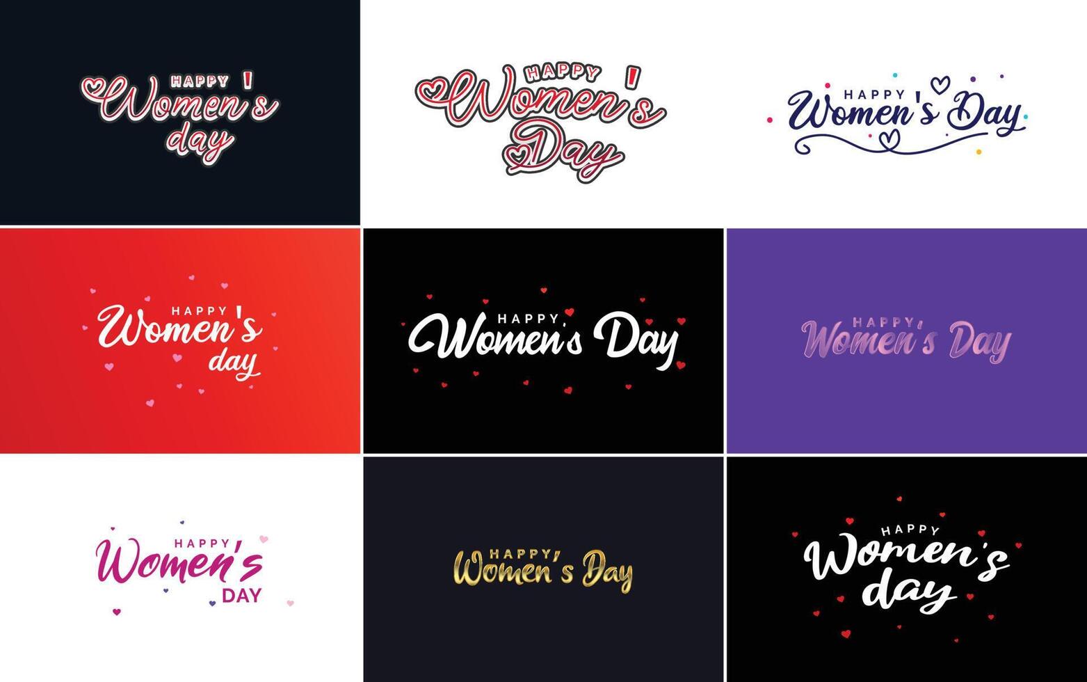 Happy Women s Day typography design with a pastel color scheme and a geometric shape element illustration vector