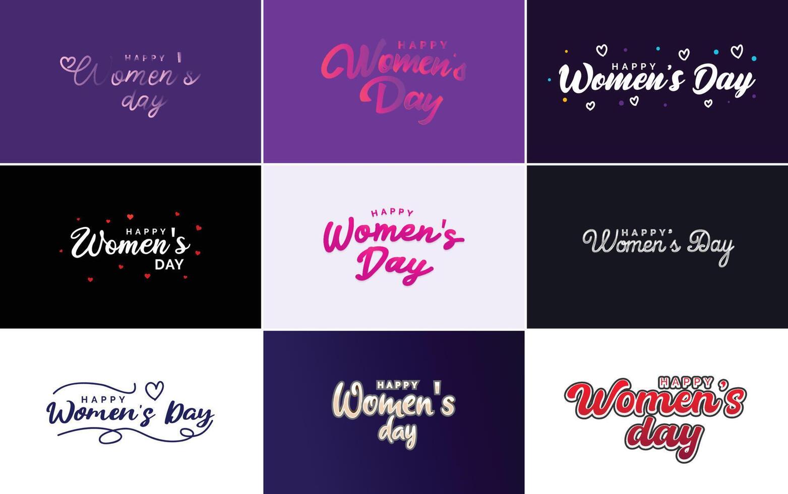 March 8 typographic design set with Happy Women s Day text vector