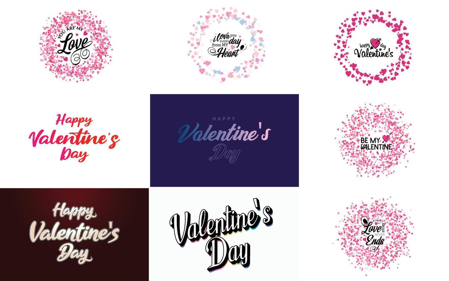 Happy Valentine s Day greeting card template with a floral theme and a pink color scheme vector