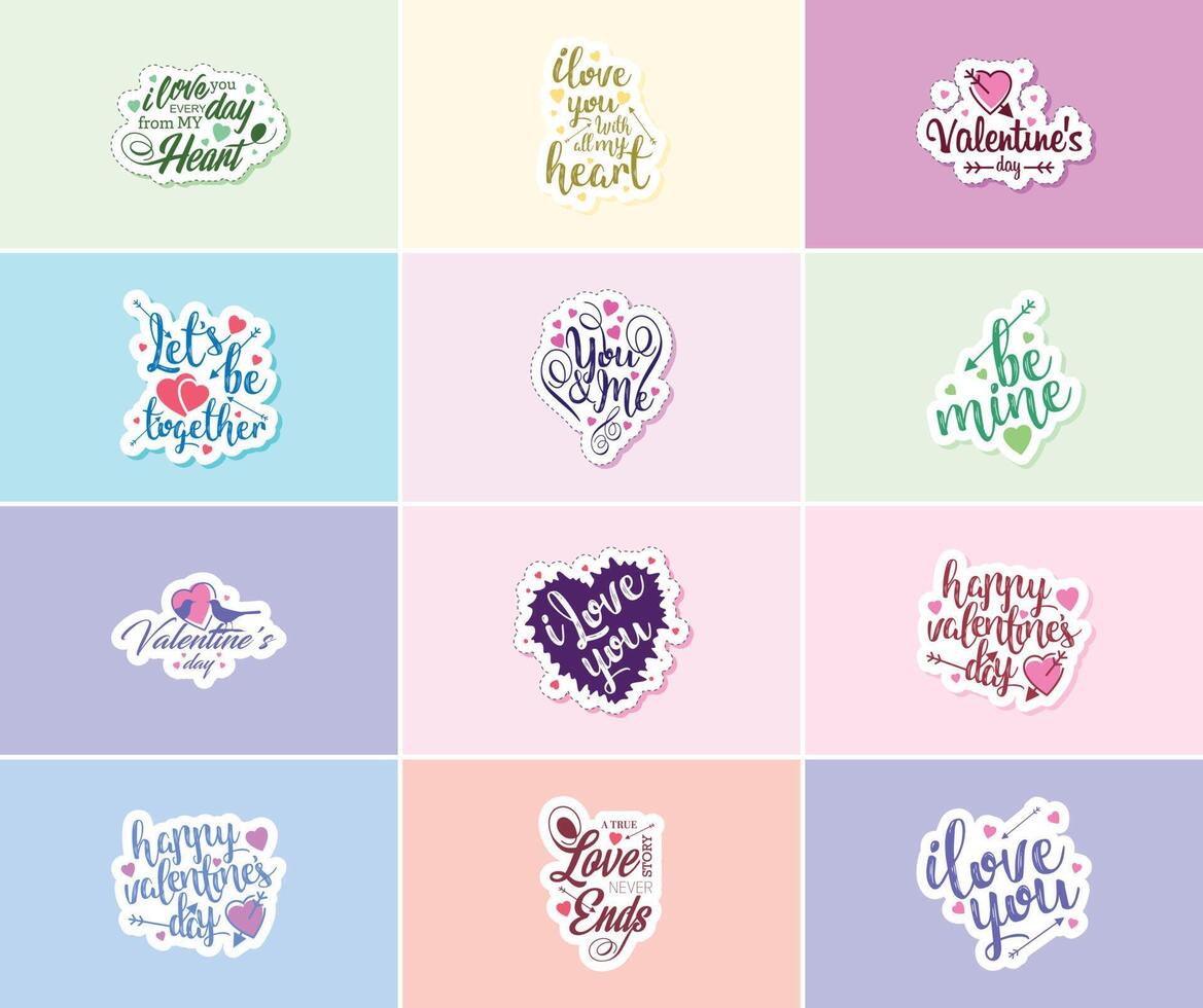 Love is in the Air Valentine s Day Typography and Graphics Stickers vector