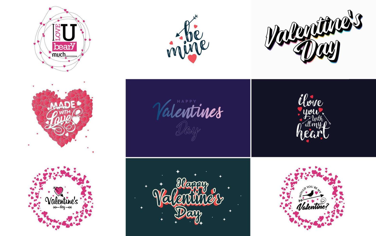 Happy Valentine s Day greeting card template with a floral theme and a pink color scheme vector