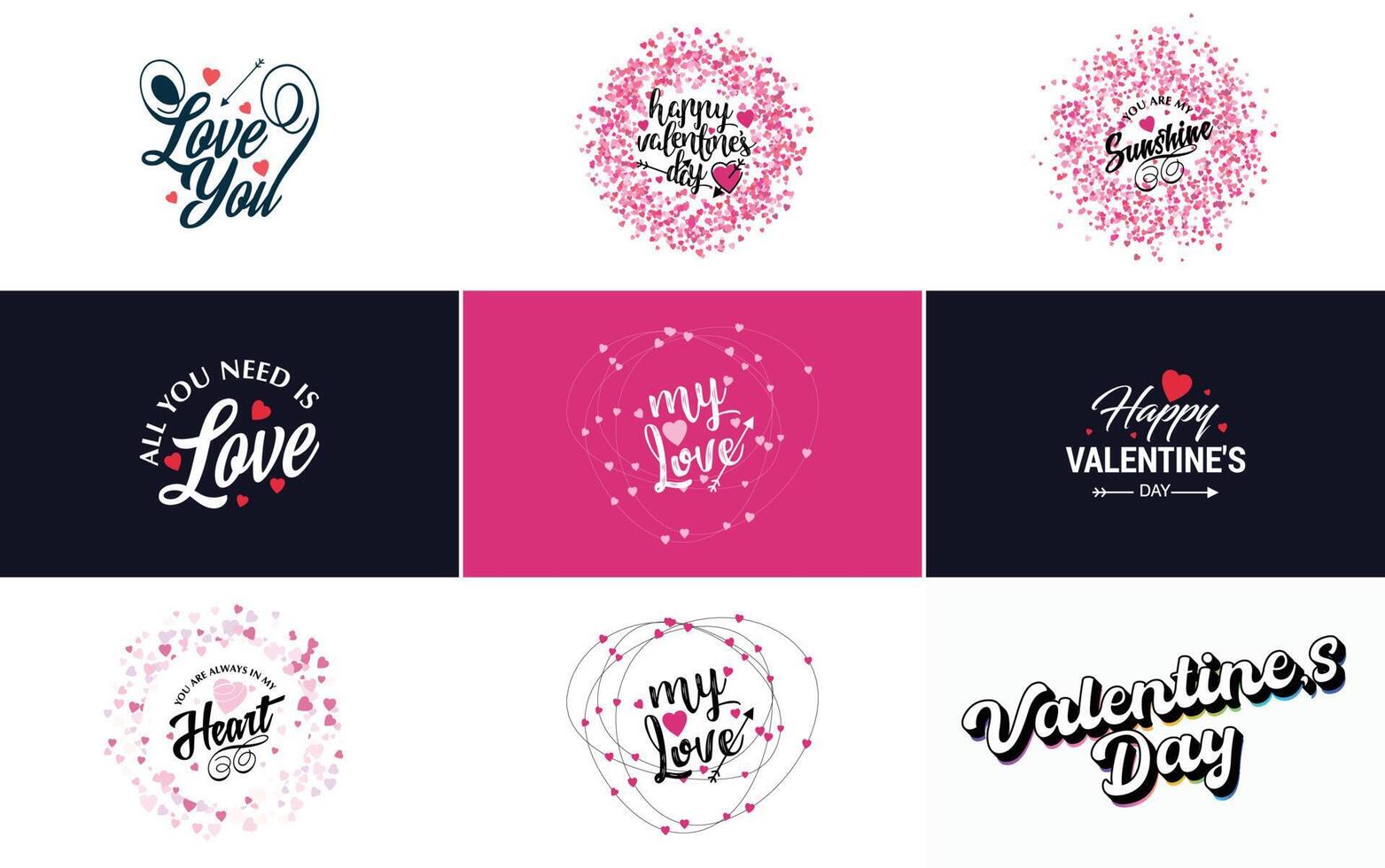 Love word art design with a heart shaped gradient background vector