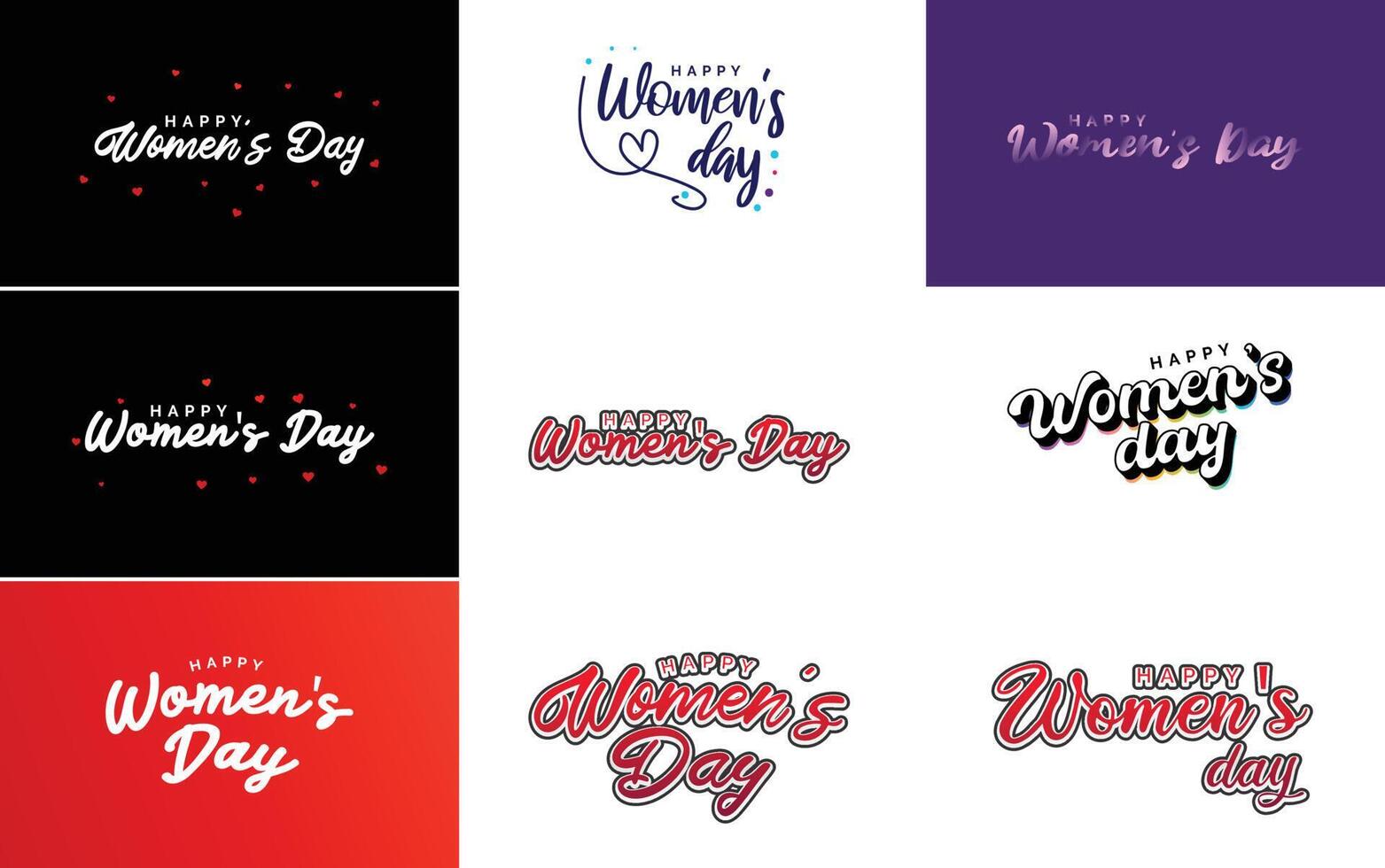 March 8 typographic design set with Happy Women s Day text vector