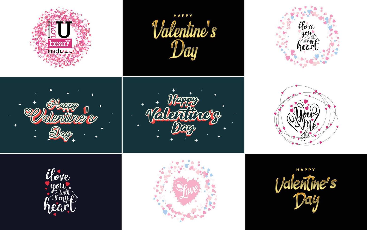 Happy Valentine s Day greeting card template with a floral theme and a pink color scheme vector