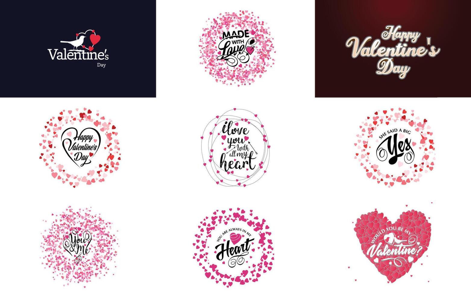 Happy Valentine s Day hand lettering calligraphy text and heart isolated on white background illustration vector