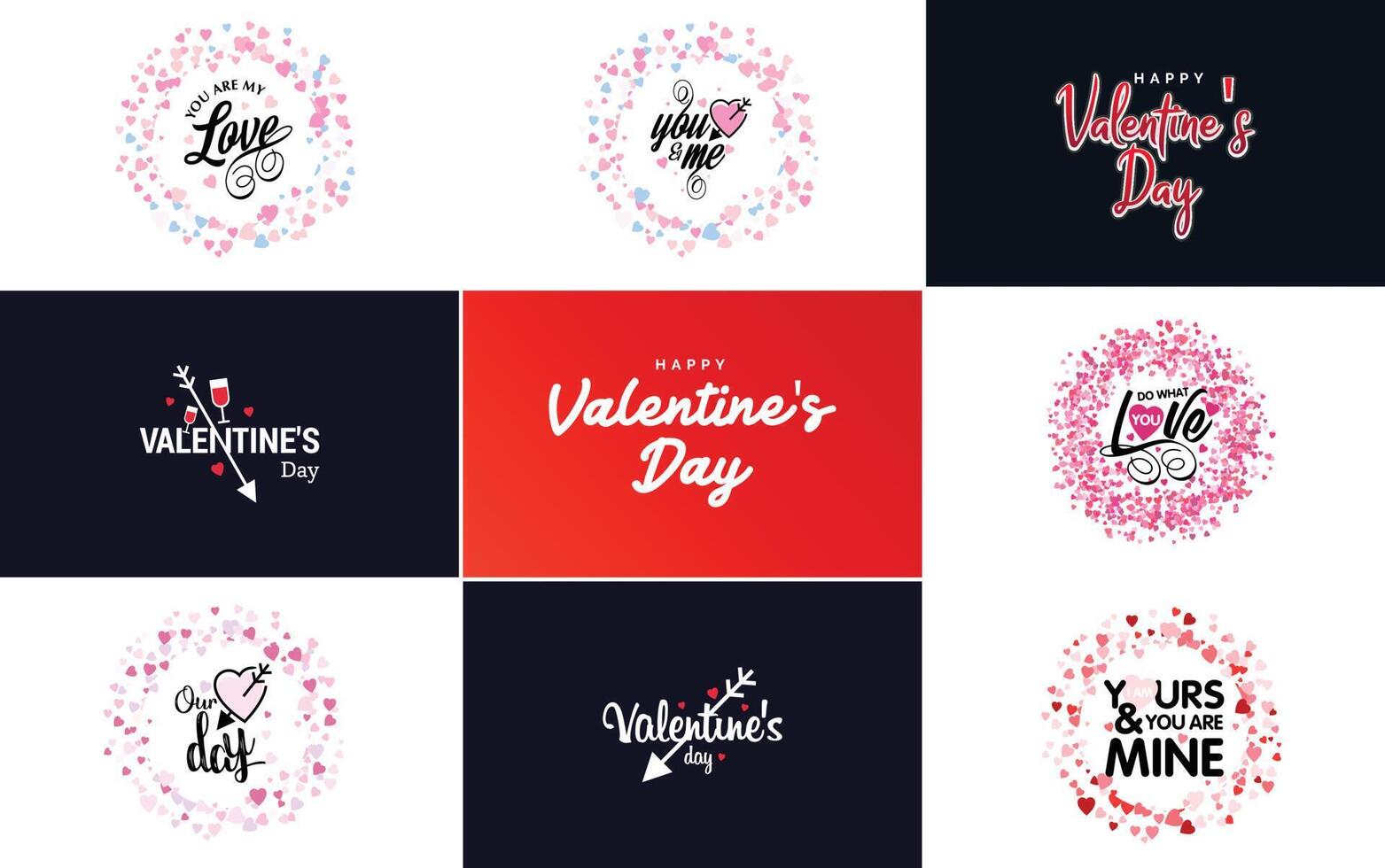 Happy Valentine s Day typography poster with handwritten calligraphy text isolated on white background illustration vector