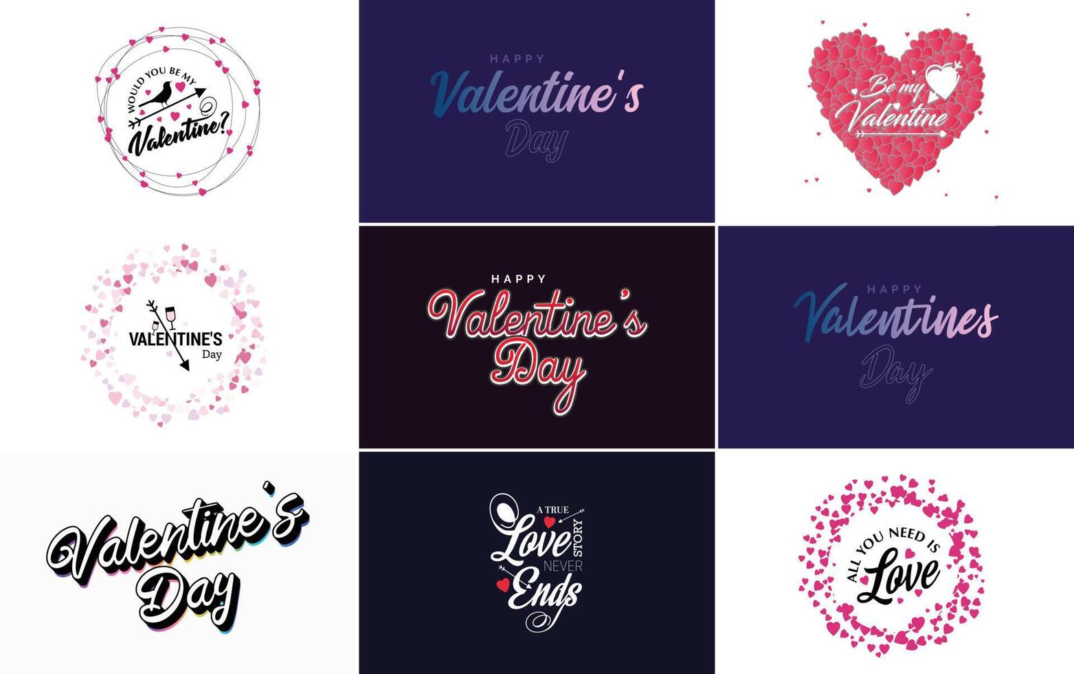 Happy Valentine s Day text hand lettering typography poster on red gradient background illustration suitable for use in design of romantic quote postcards vector