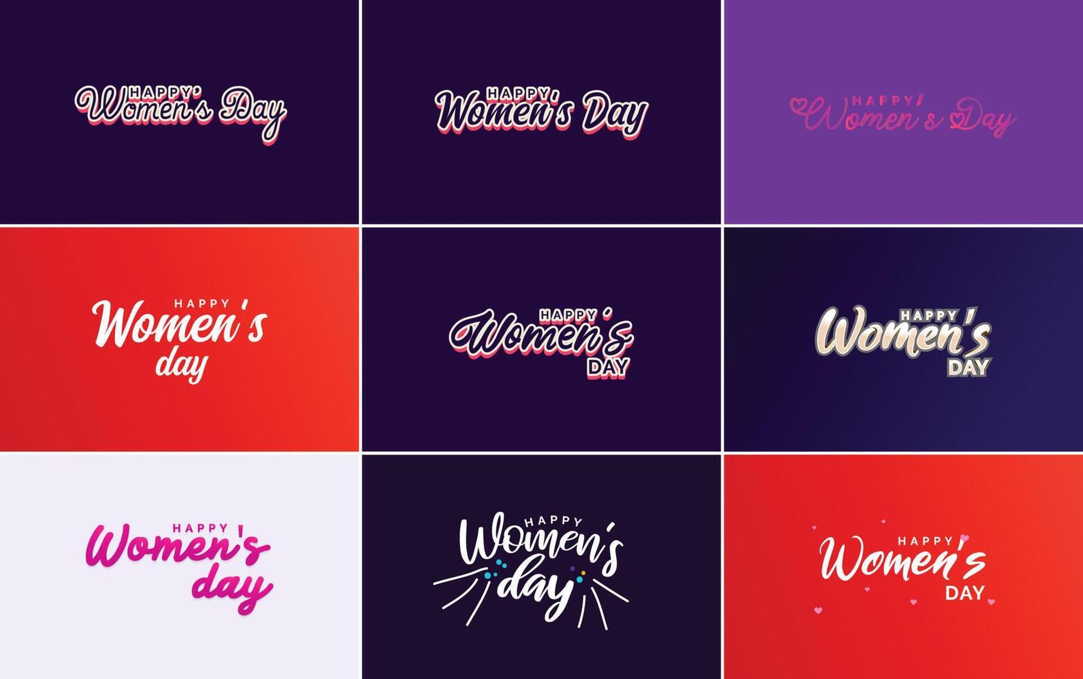 Pink Happy Women s Day typographical design elements set for greeting cards vector