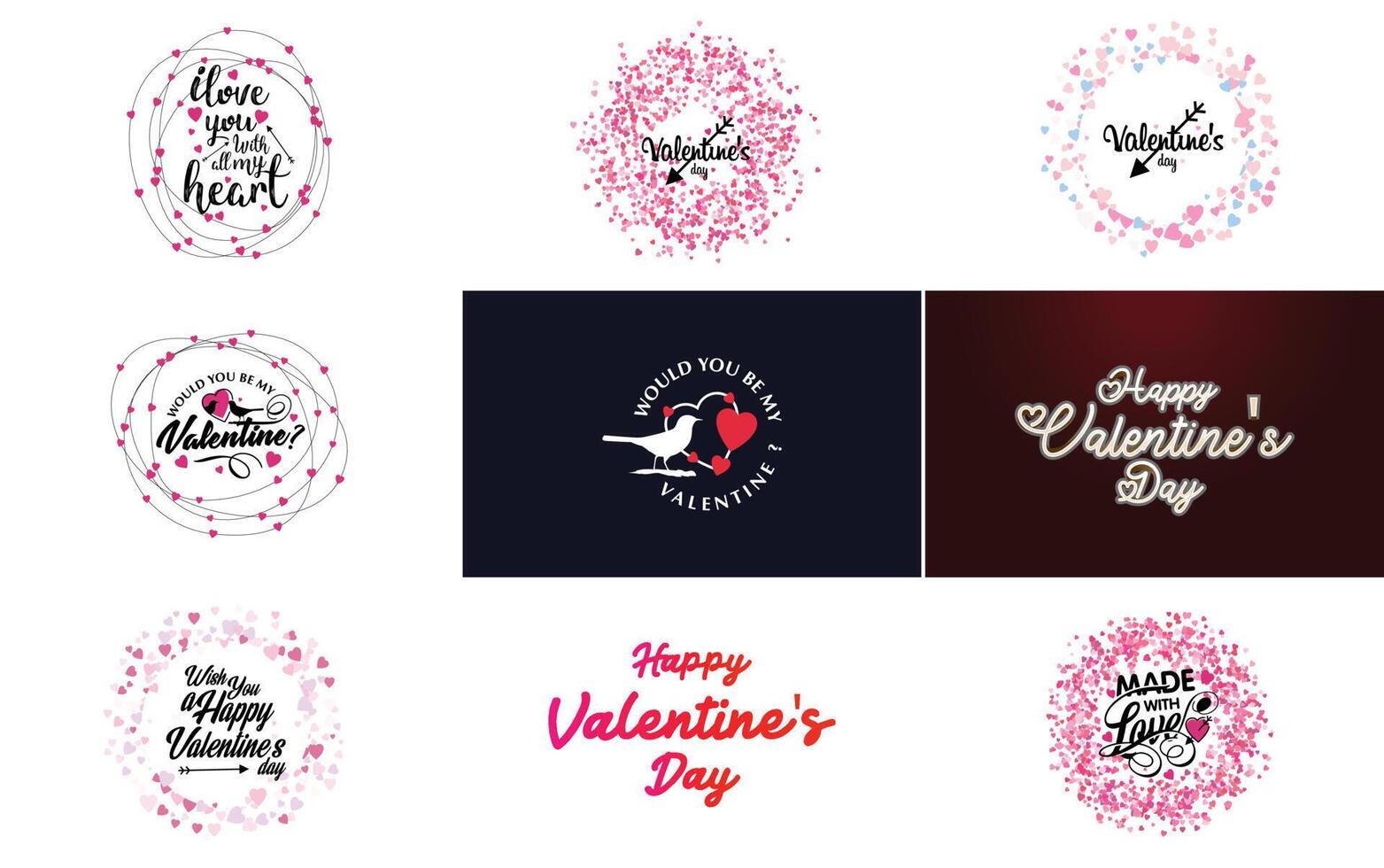Love word art design with a heart shaped gradient background vector