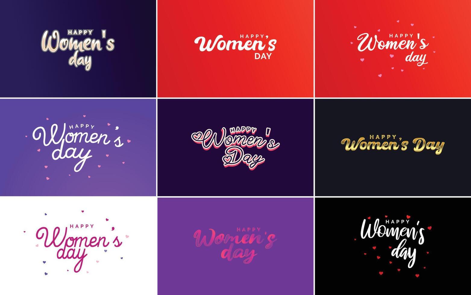 Set of Happy International Woman s Day signs emblems and design elements including signs labels and badges collection suitable for use in a variety of designs vector