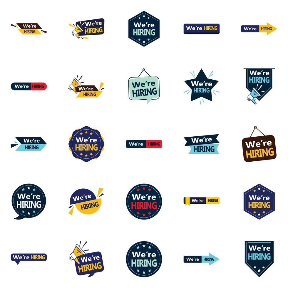 25 We re Hiring element Designs for Job Fairs and Recruitment Events vector