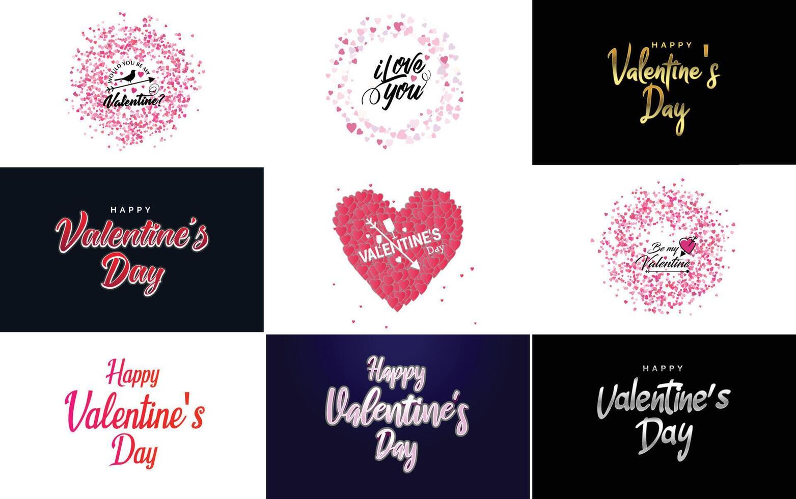 Happy Valentine s Day typography design with a heart shaped balloon and a gradient color scheme vector