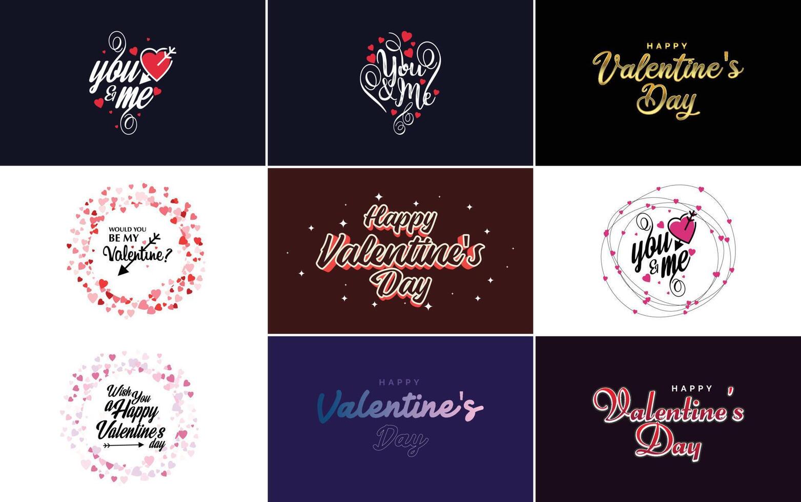 Happy Valentine s Day greeting card template with a floral theme and a pink color scheme vector