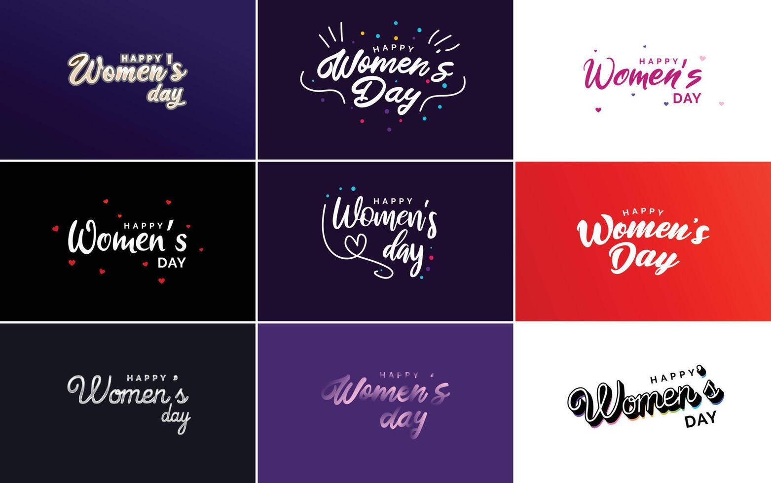 Happy Women s Day typography design with a pastel color scheme and a geometric shape element illustration vector