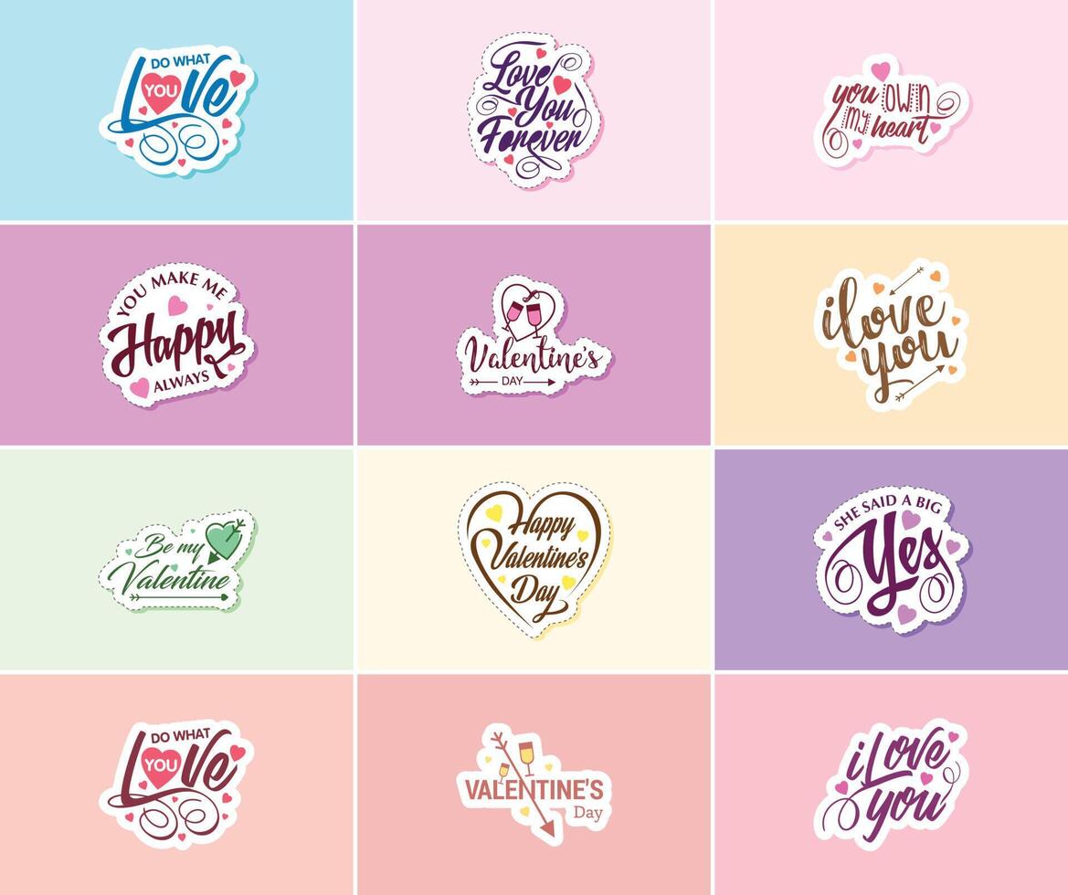 Valentine s Day A Time for Romance and Creative Expression Stickers vector
