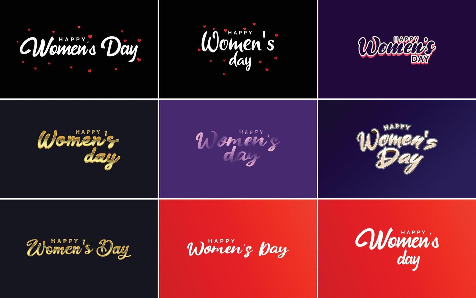 Set of Happy International Woman s Day signs emblems and design elements including signs labels and badges collection suitable for use in a variety of designs vector