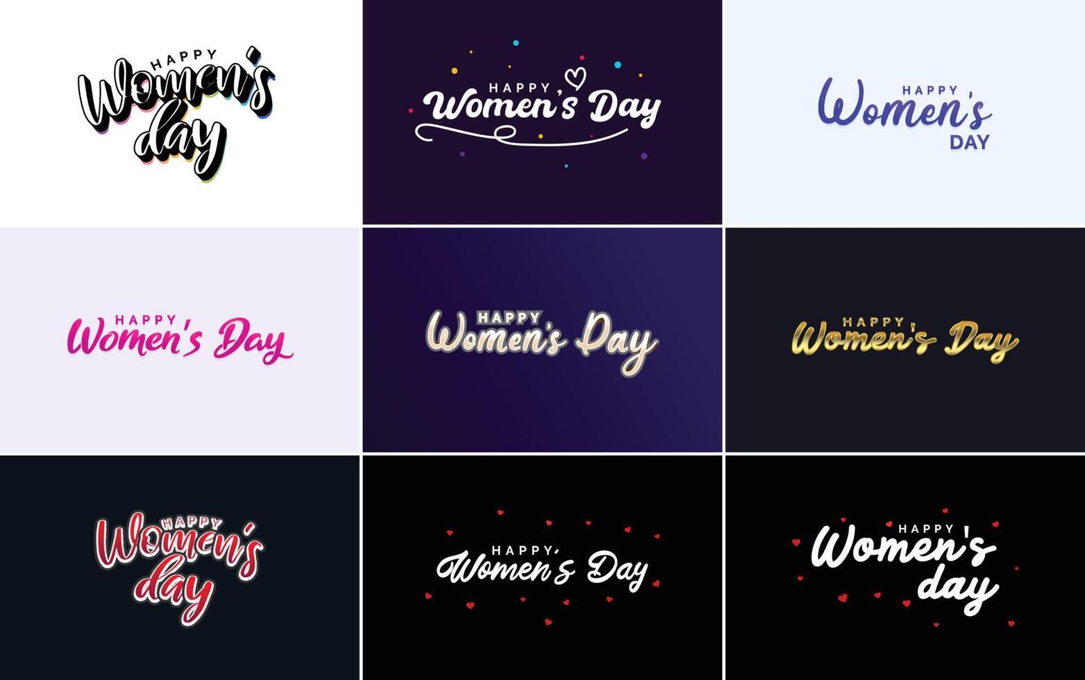 Happy Women s Day typography design with a pastel color scheme and a geometric shape element illustration vector