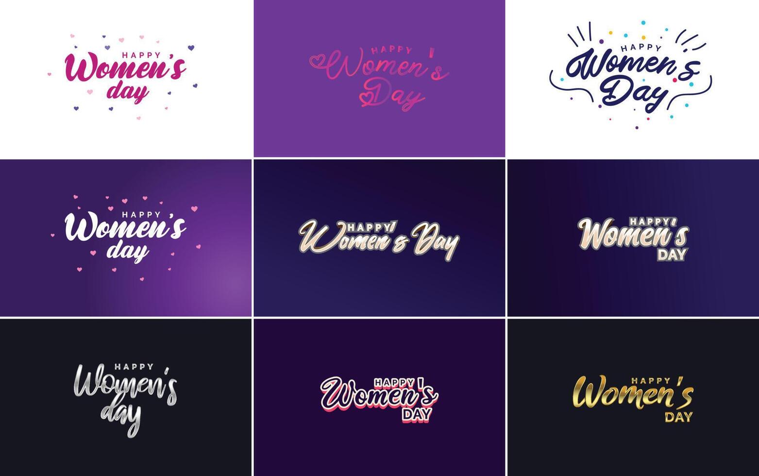 Set of Happy Woman s Day handwritten lettering suitable for use in greeting or invitation cards festive tags and posters modern calligraphy collection on a white background vector