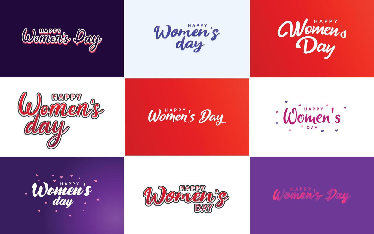 Pink Happy Women s Day typographical design elements set for greeting cards vector
