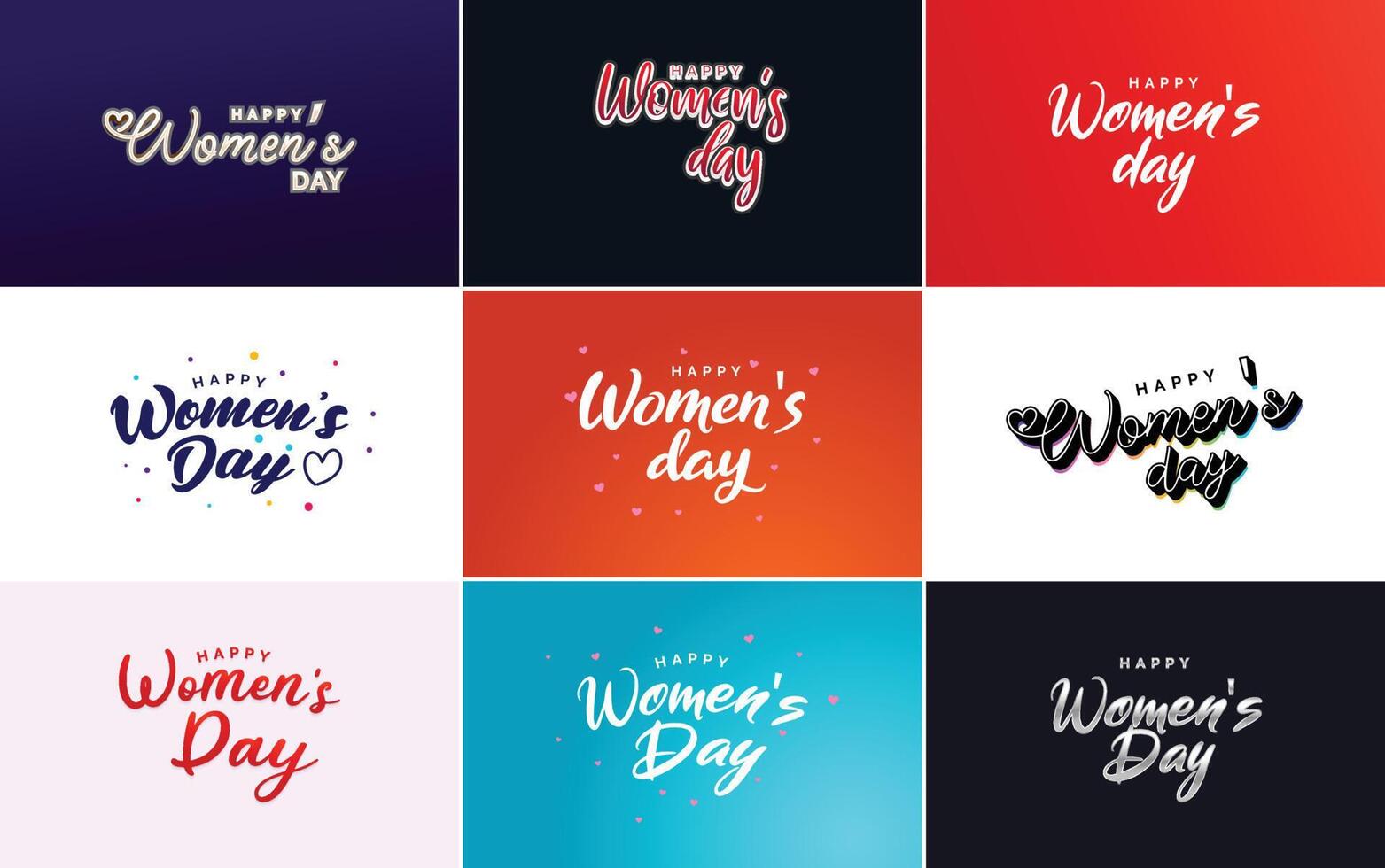 Happy Women s Day greeting card template with hand lettering text design creative typography for holiday greetings illustration vector