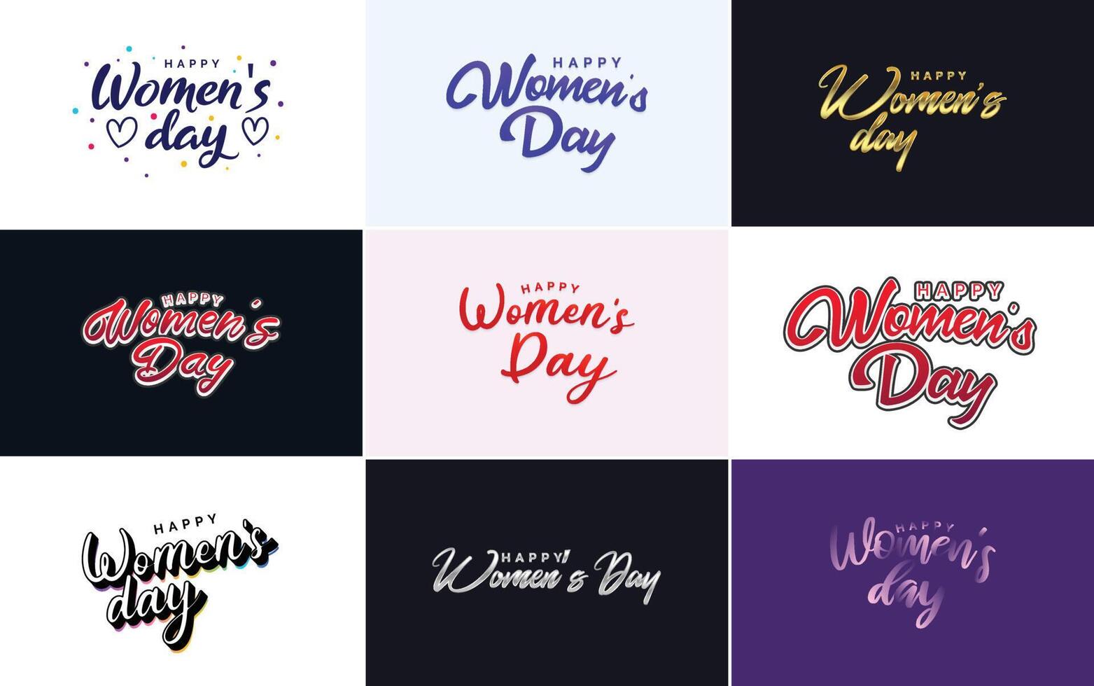 March 8 typographic design set with Happy Women s Day text vector