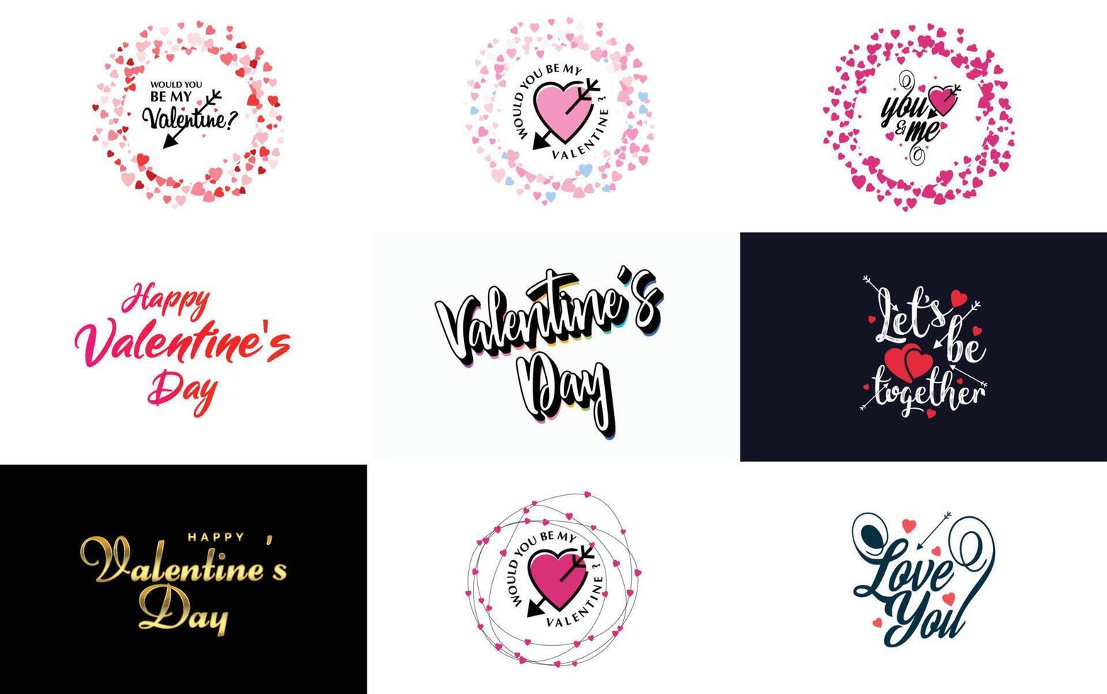 Happy Valentine s Day greeting card template with a floral theme and a red and pink color scheme vector