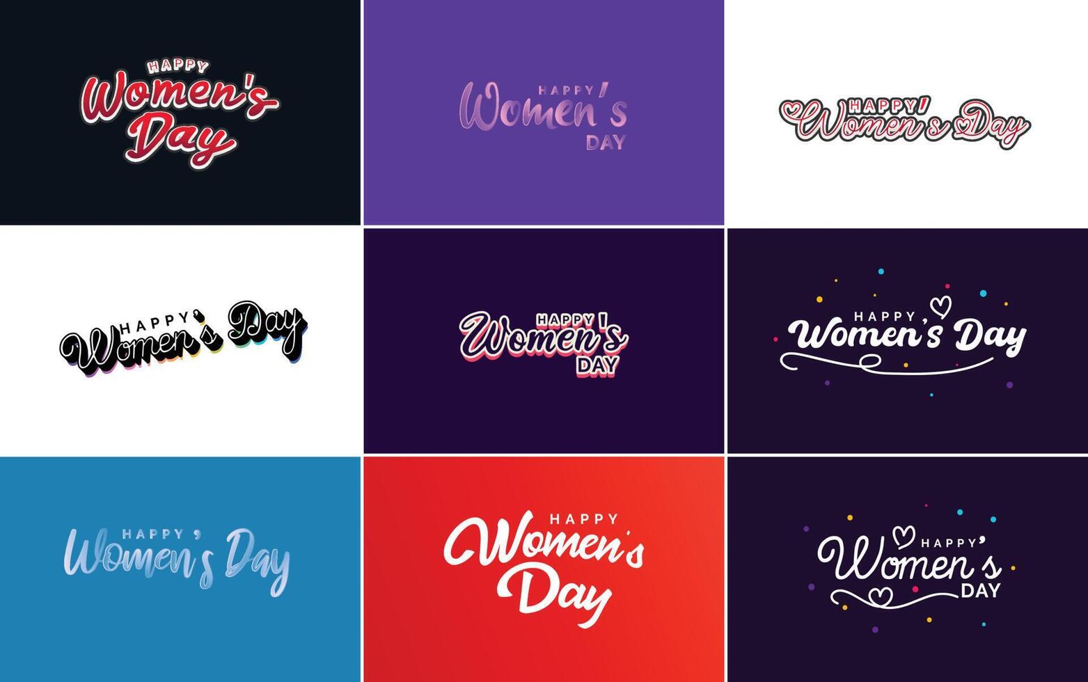 Happy Women s Day greeting card template with hand lettering text design creative typography suitable for holiday greetings illustration vector