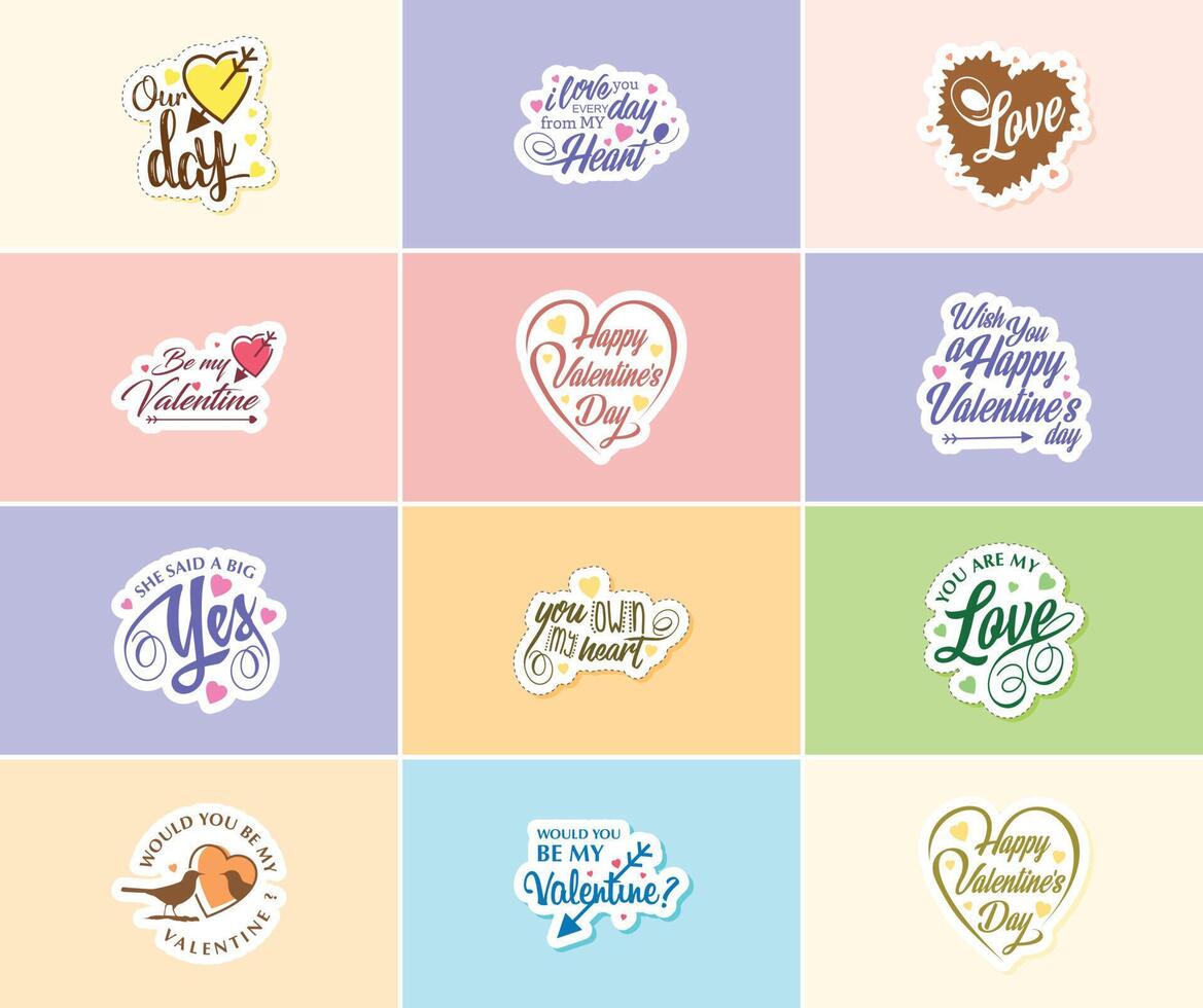 Valentine s Day A Time for Romance and Creative Expression Stickers vector