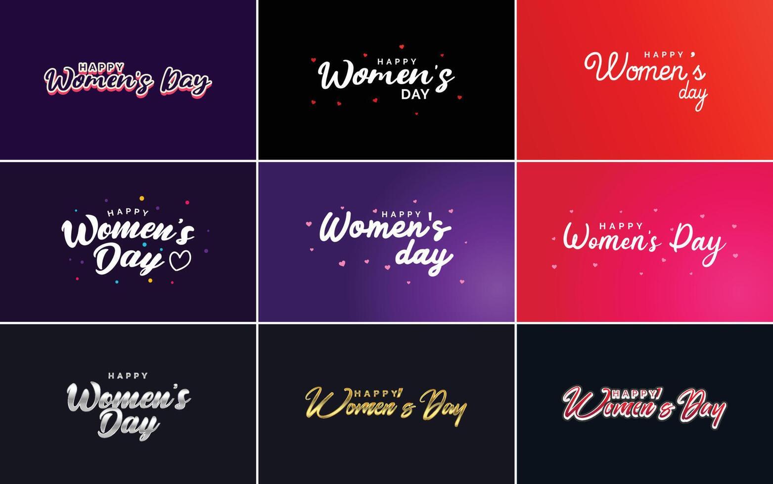Abstract Happy Women s Day logo with a women s face and love element logo design in pink and black colors vector