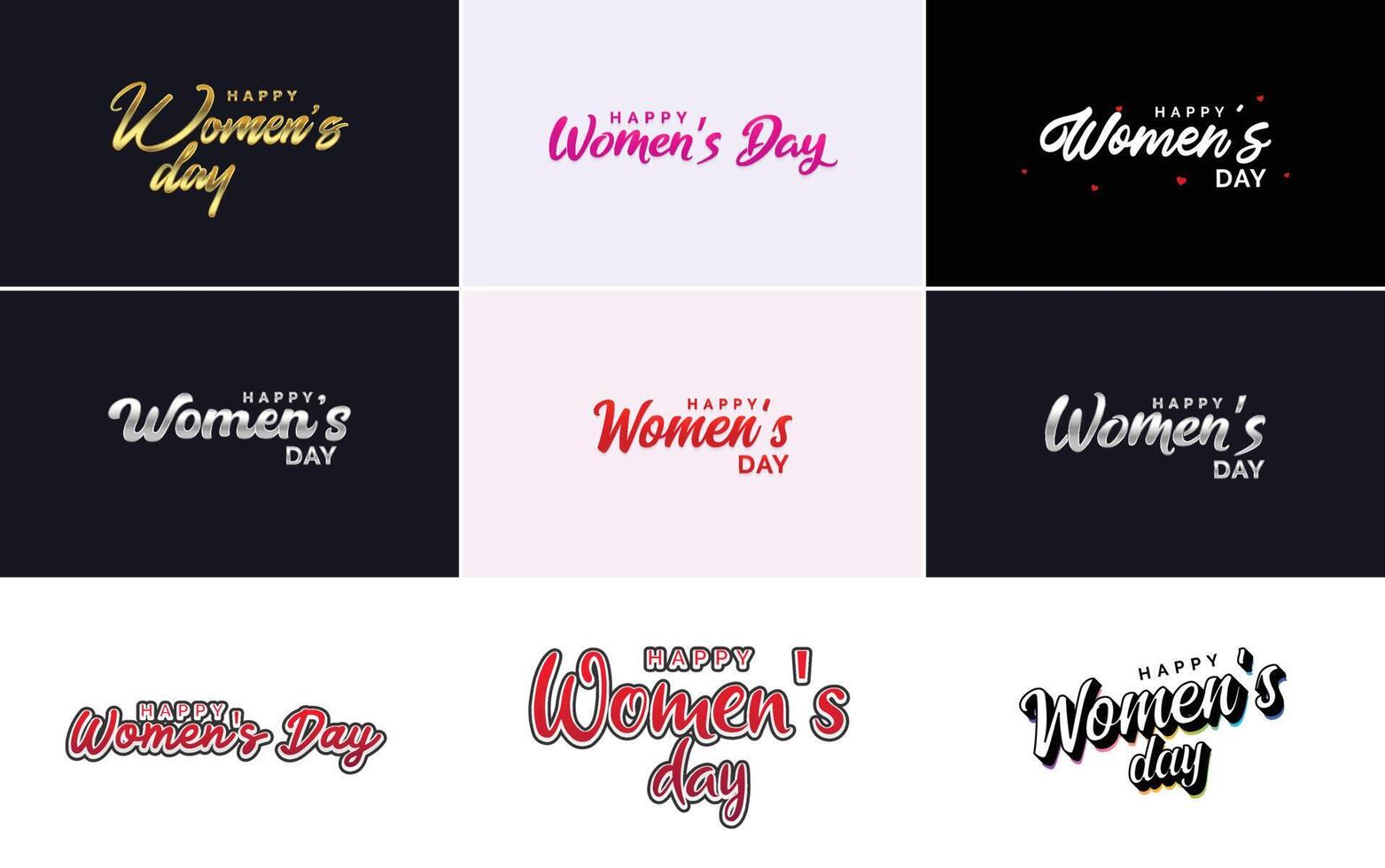 Set of International Women s Day cards with a logo and a gradient color scheme vector