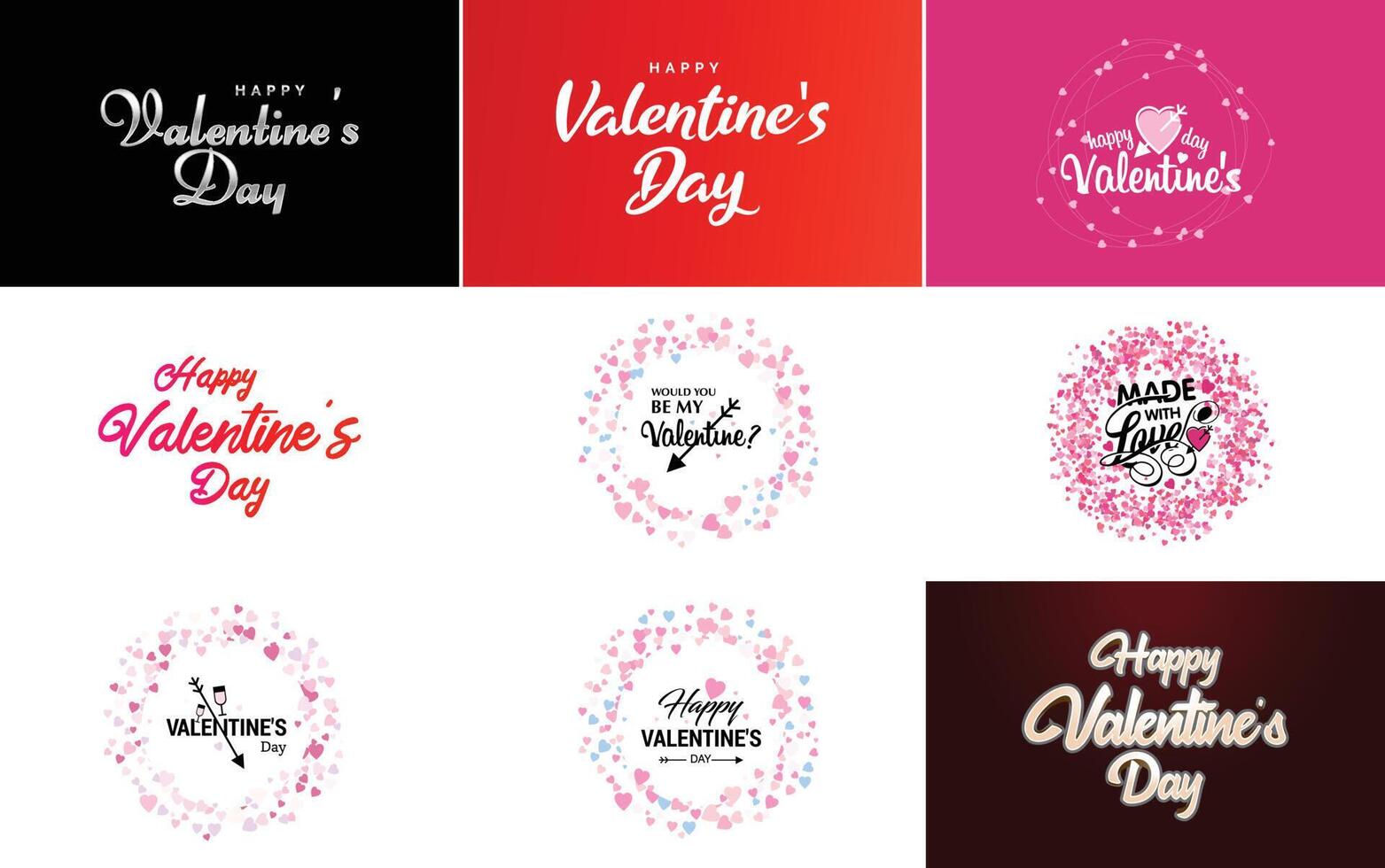 illustration of a heart shaped wreath with Happy Valentine s Day text vector