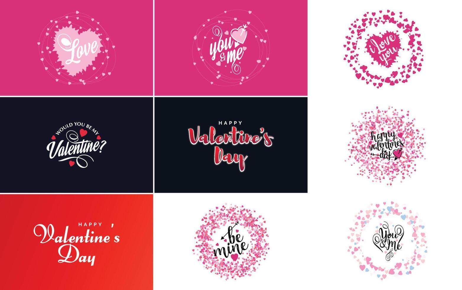 Happy Valentine s Day greeting card template with a floral theme and a red and pink color scheme vector