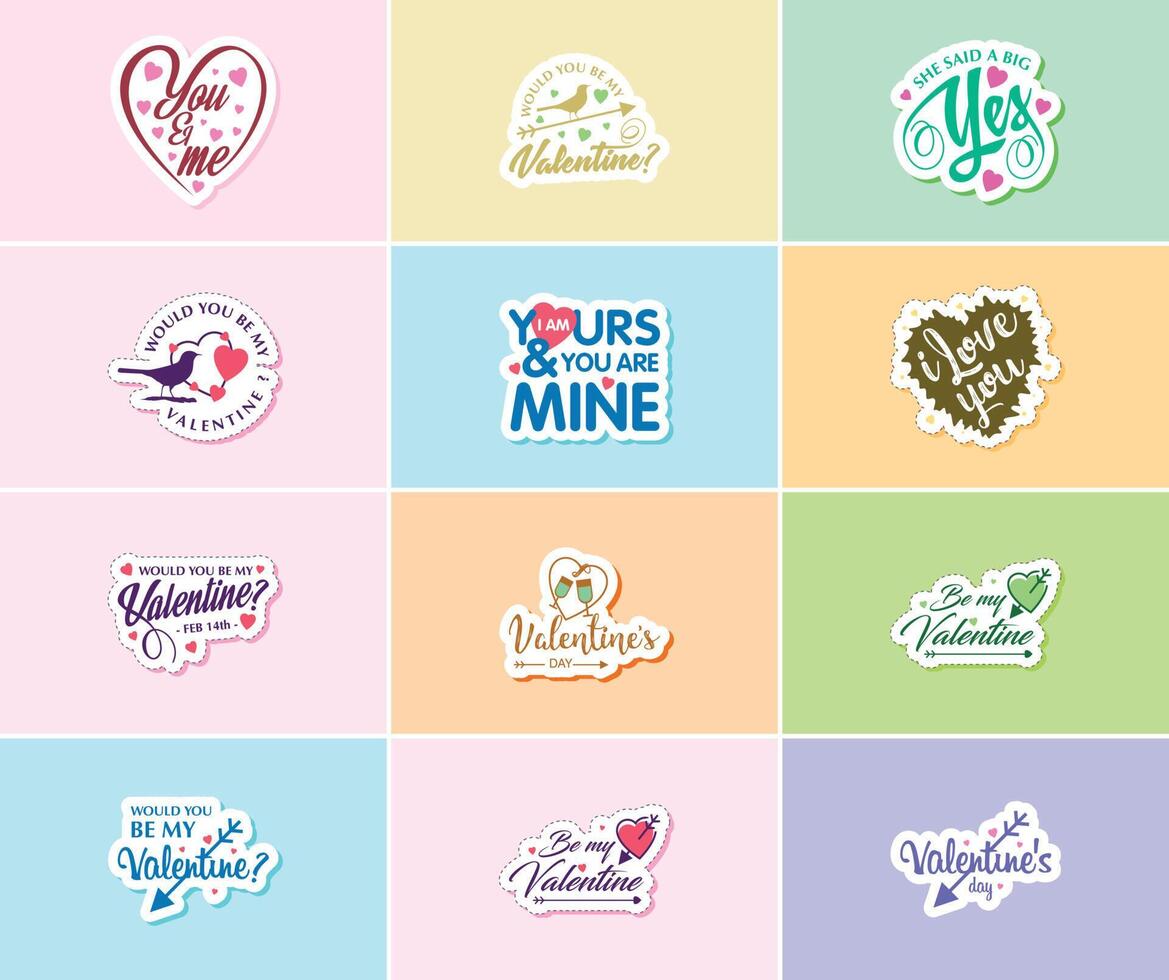 Love is in the Air Valentine s Day Typography and Graphic Design Stickers vector