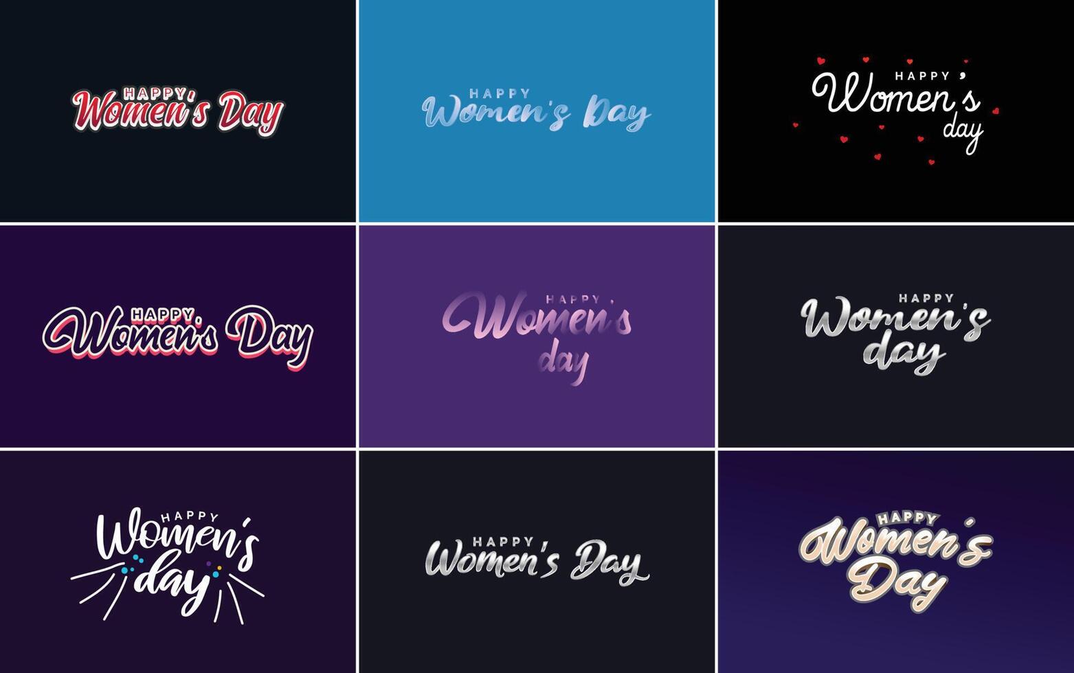 Pink Happy Women s Day typographical design elements set for greeting cards vector