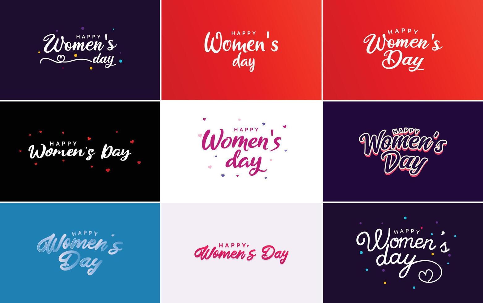 Pink Happy Women s Day typographical design elements for use in international women s day concept minimalistic design element illustration vector