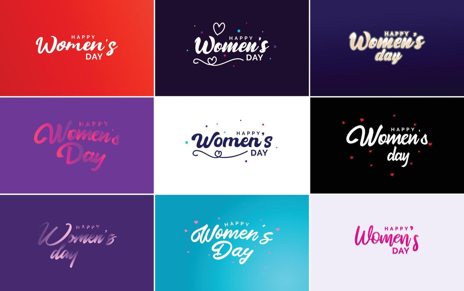 Set of Happy International Woman s Day signs emblems and design elements including signs labels and badges collection suitable for use in a variety of designs vector