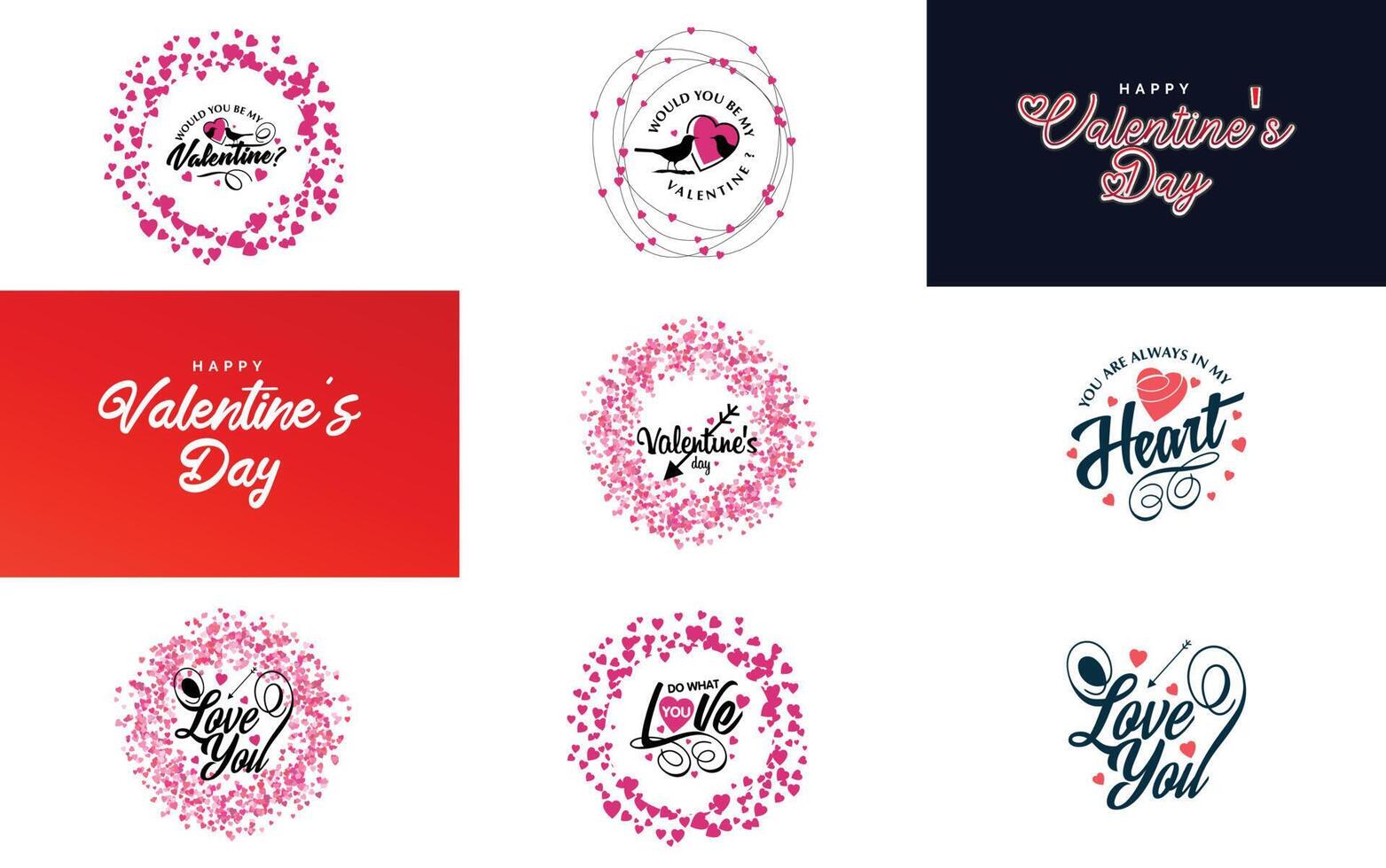 Happy Valentine s Day greeting card template with a romantic theme and a red and pink color scheme vector