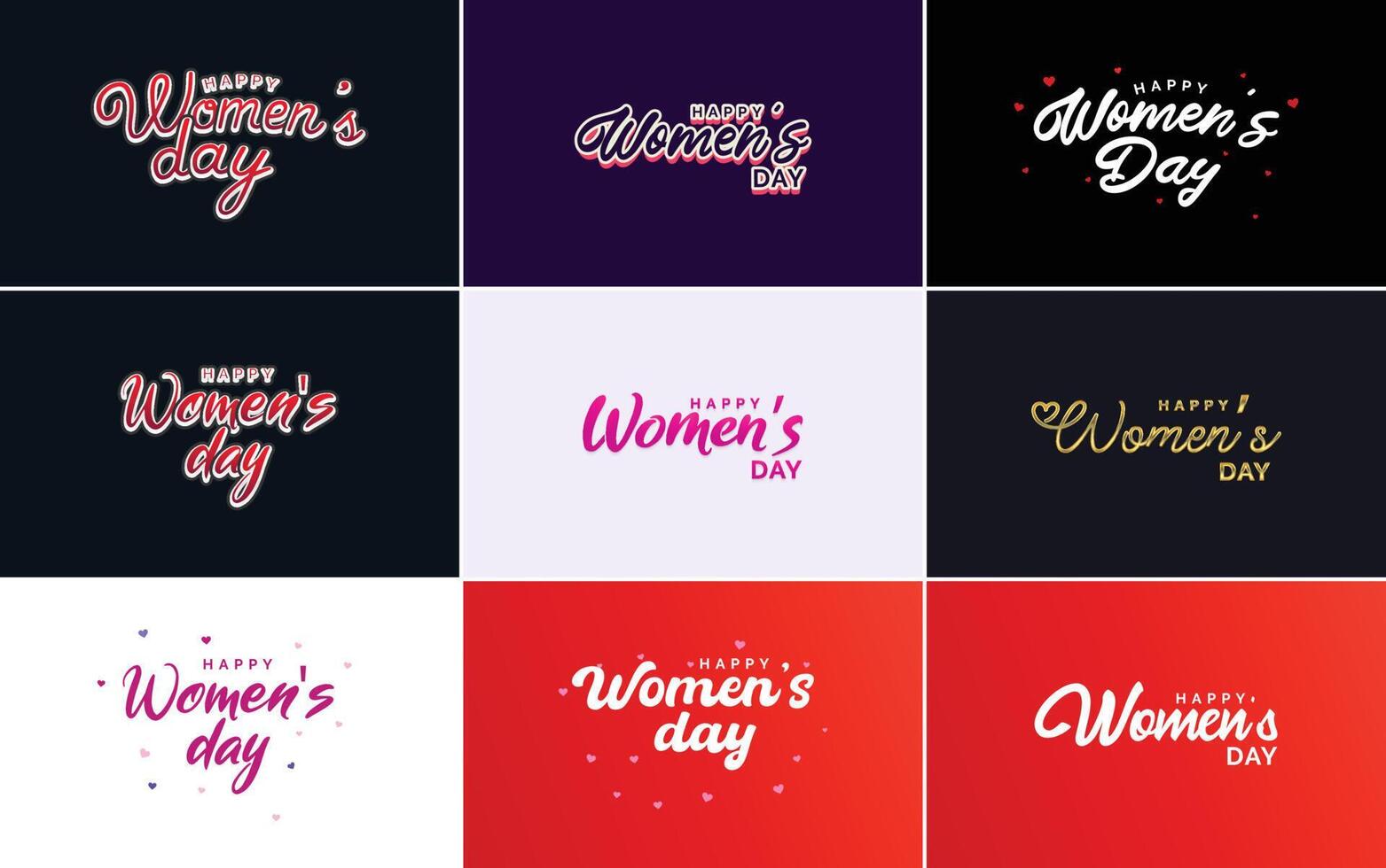Abstract Happy Women s Day logo with a woman s face and love element design in pink and black colors vector