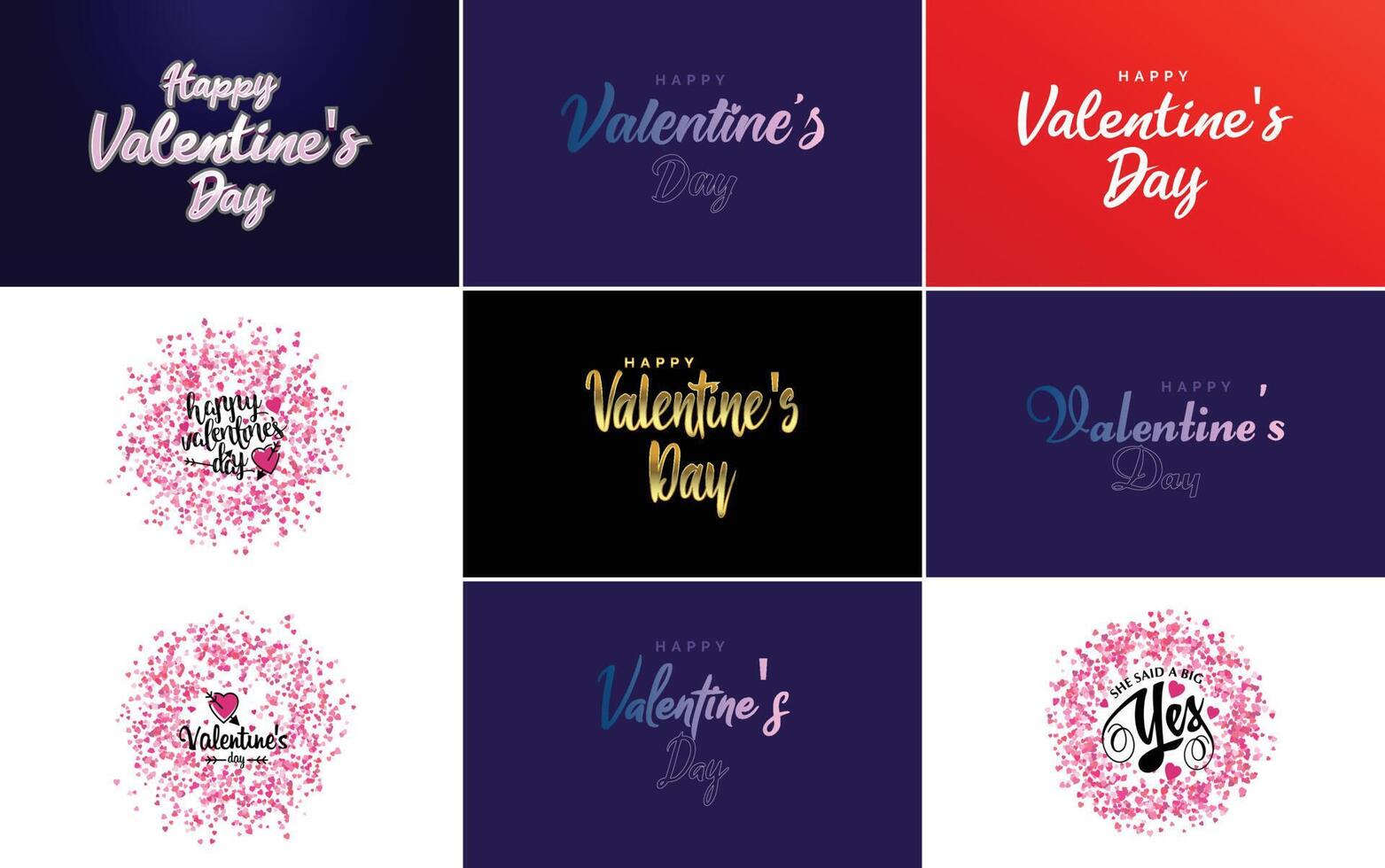 Happy Valentine s Day greeting background in papercut realistic style paper clouds flying realistic heart on string pink banner party invitation template calligraphy words text sign on copy space vector