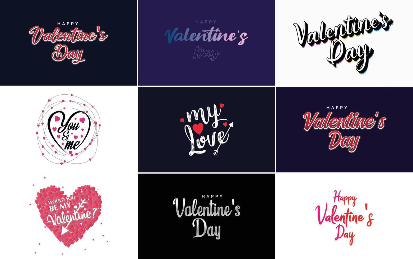 Happy Valentine s Day hand lettering calligraphy text and heart isolated on white background illustration vector