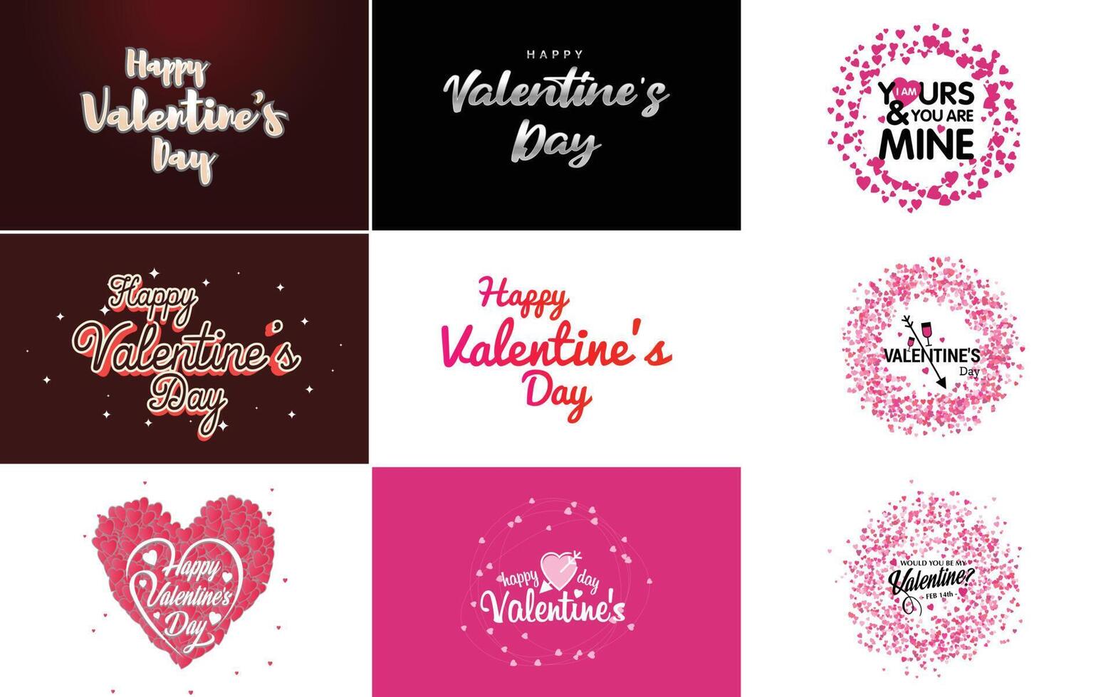 Happy Valentine s Day typography design with a heart shaped wreath and a watercolor texture vector