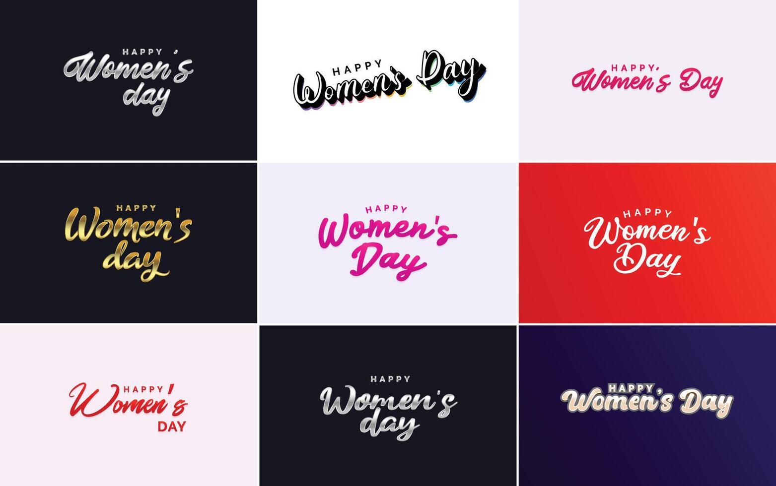 Abstract Happy Women s Day logo with a woman s face and love element design in pink and black colors vector